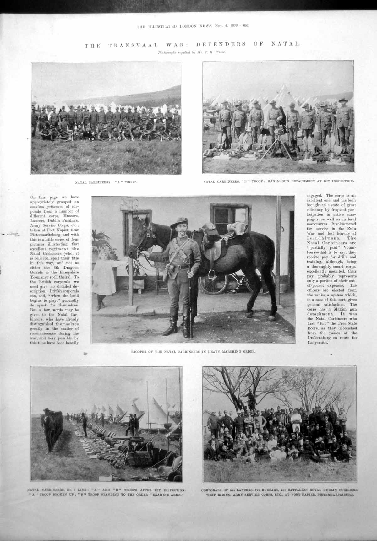 Antique Old Print Transvaal War Gen Yule Maj Grenville Natal Carbineers 1899