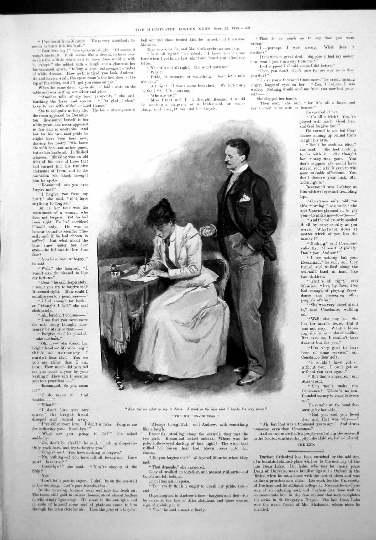 Antique Old Print Million Heiress Dparture Woman Children Johannesburg 1899