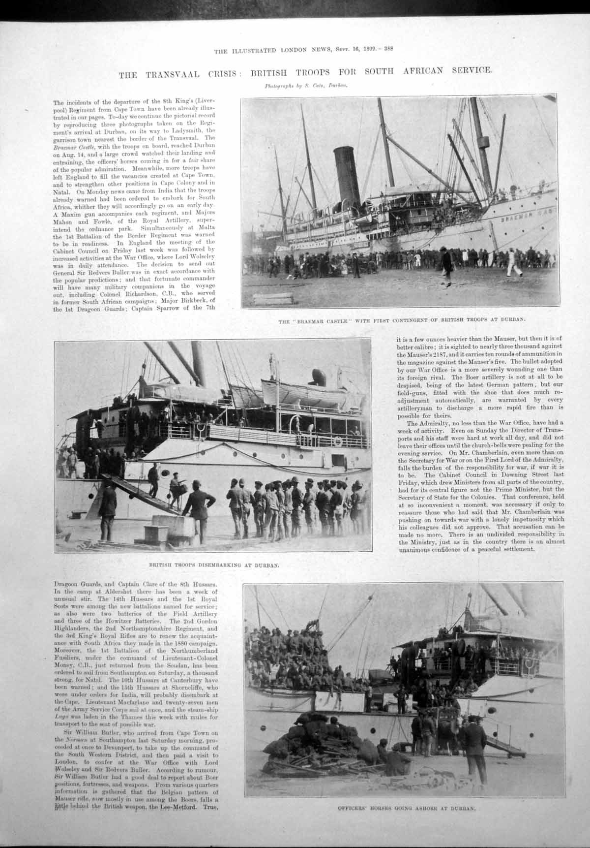 Old Antique Print Deborah K Macquoid British Troops Transvaal Durban 1899 19th