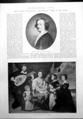 Old Print Vandyck Painter Ribaucourt Family Sister Towers Herne Bay 1899 19th