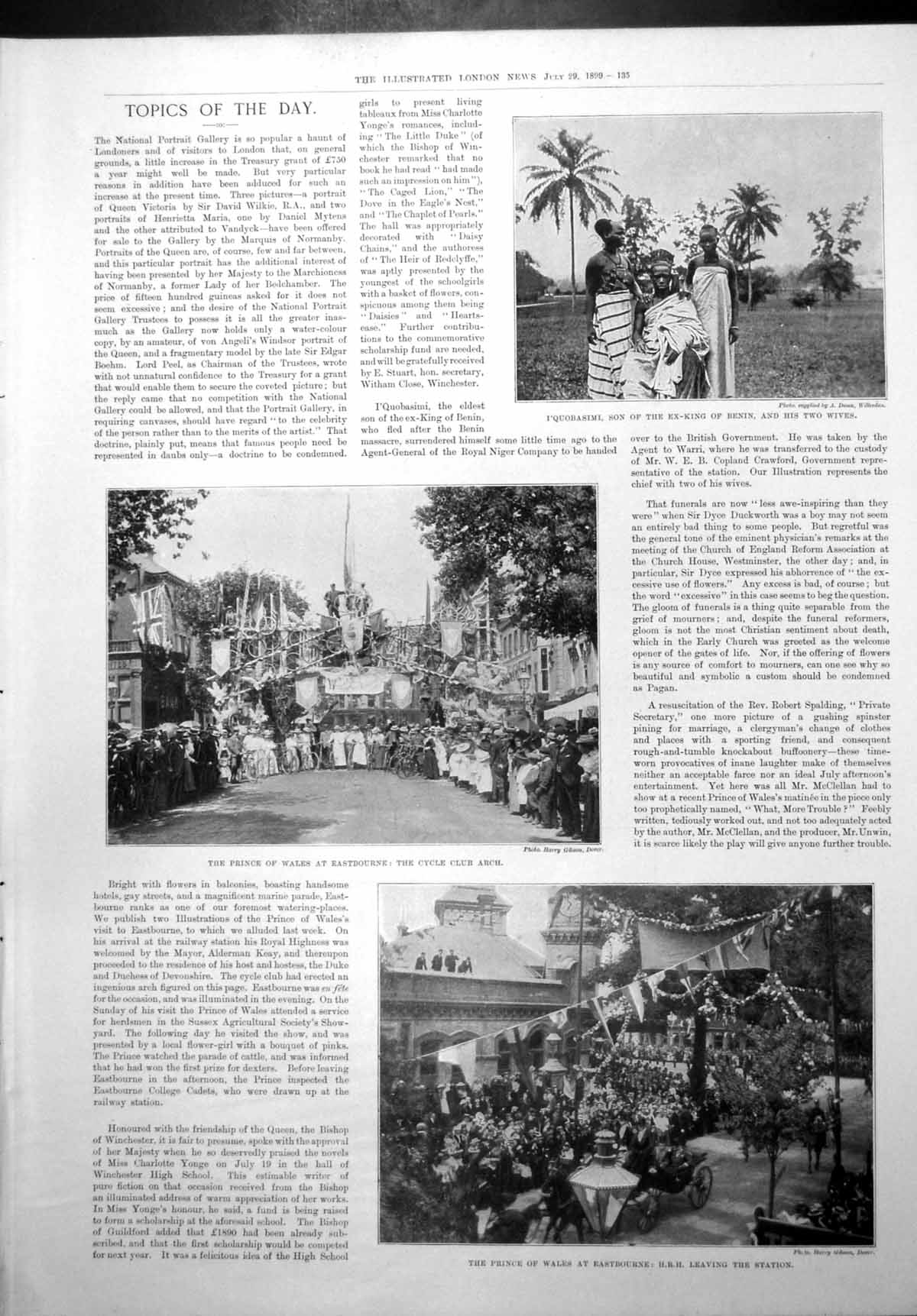 Old Print Prince Wales Eastbourne Pictures Discovered Hampton Court 1899 19th