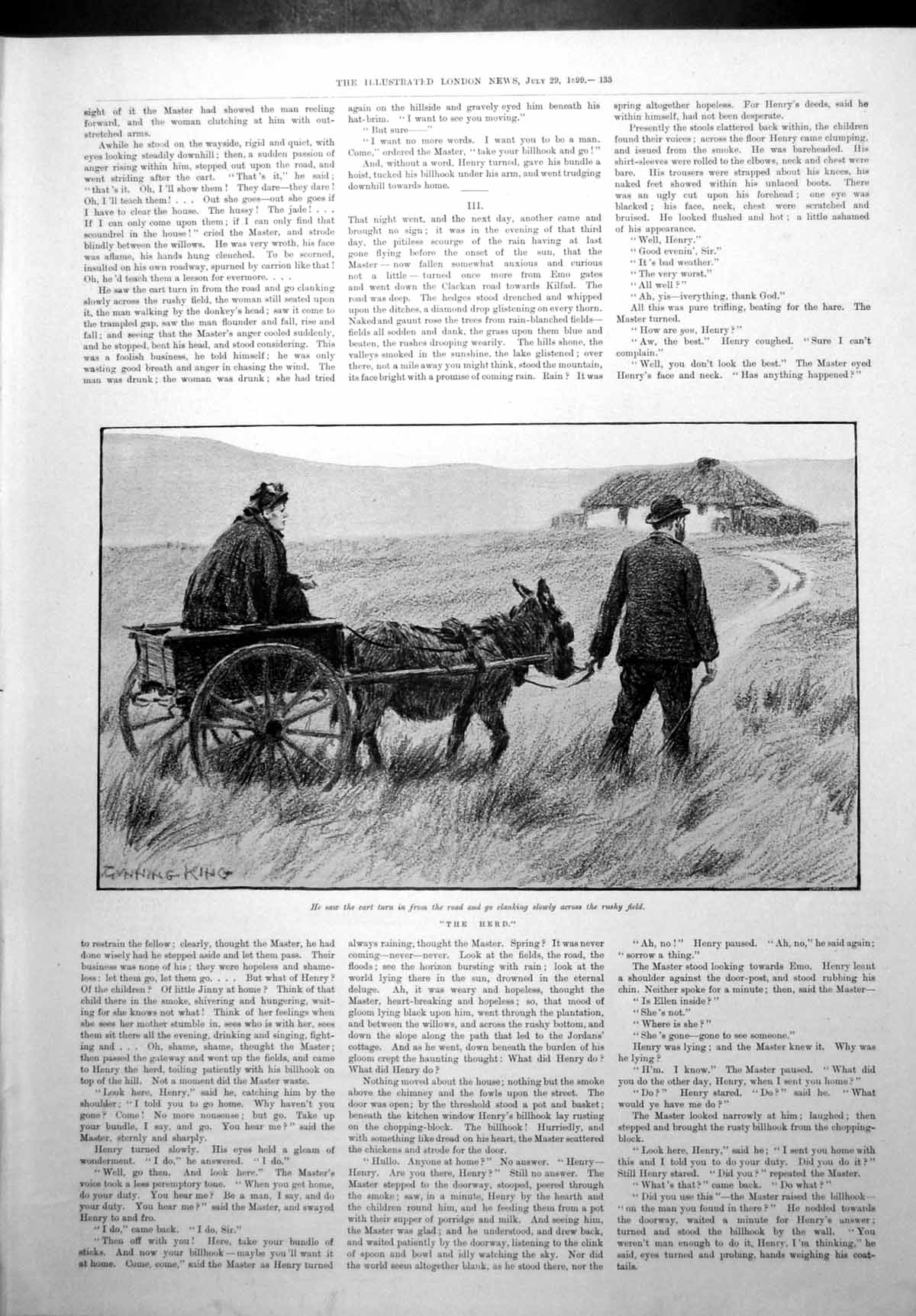 Original Old Antique Print Herd Cart Field Canton Graving Dock Limehouse 1899