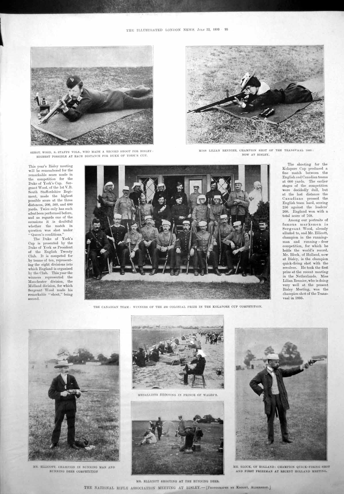 Old Antique Print Sparrows Nest Park Lowestoft Rifle Meeting Bisley 1899 19th