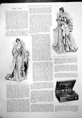 Antique Old Print Polo Trophy Ladys Case Tea Gown Silk Black Velvet Jet 1899