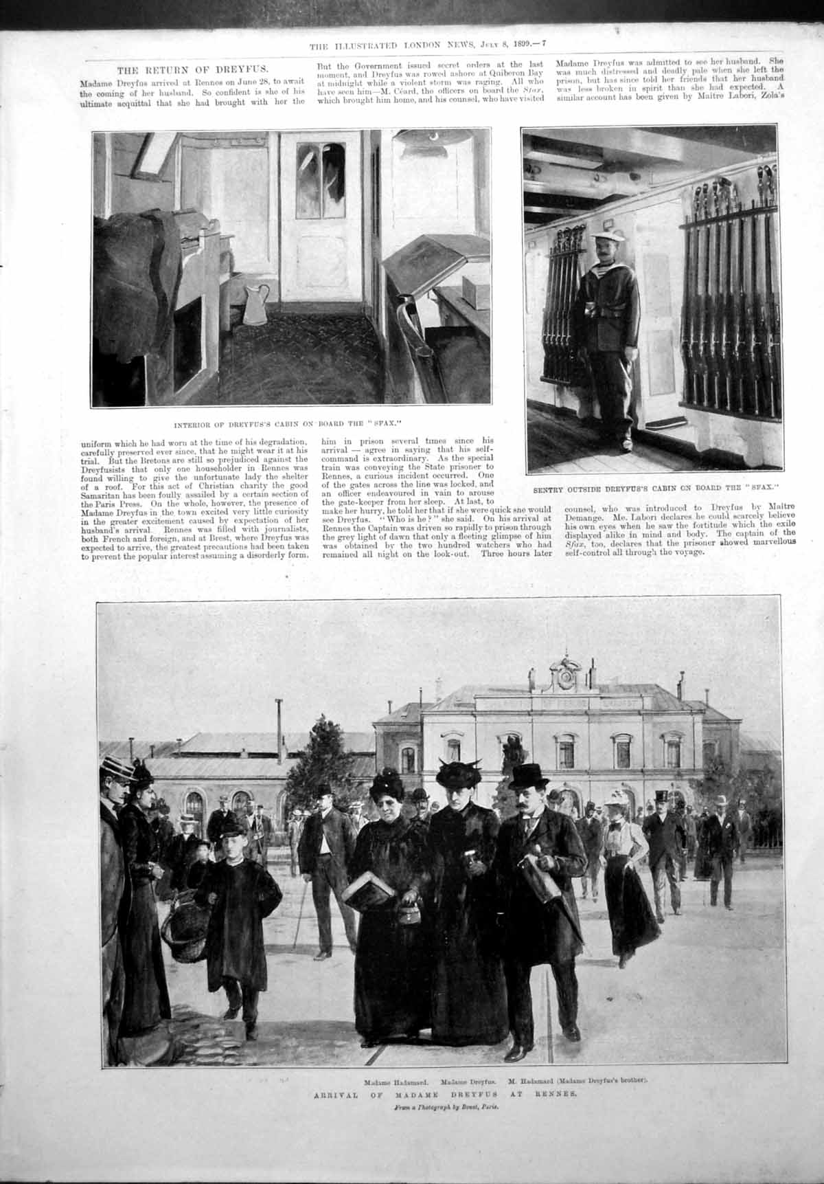 Antique Old Print Motor Scout Mr Simms Madame Drefus Rennes Cabin Sfax 1899