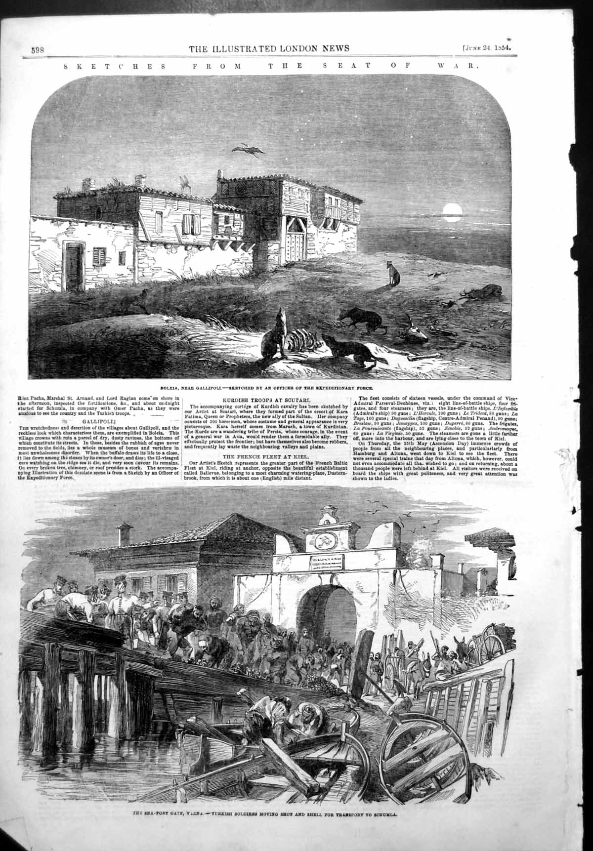 Antique Print Map Shanghae Boleia Gallipoli Sea Fort Gate Varna Turks 1854 19th