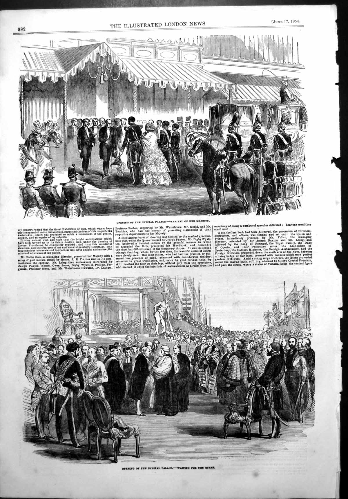 Antique Print Ground Plan Crystal Palace Opening Waiting Arrival Queen 1854
