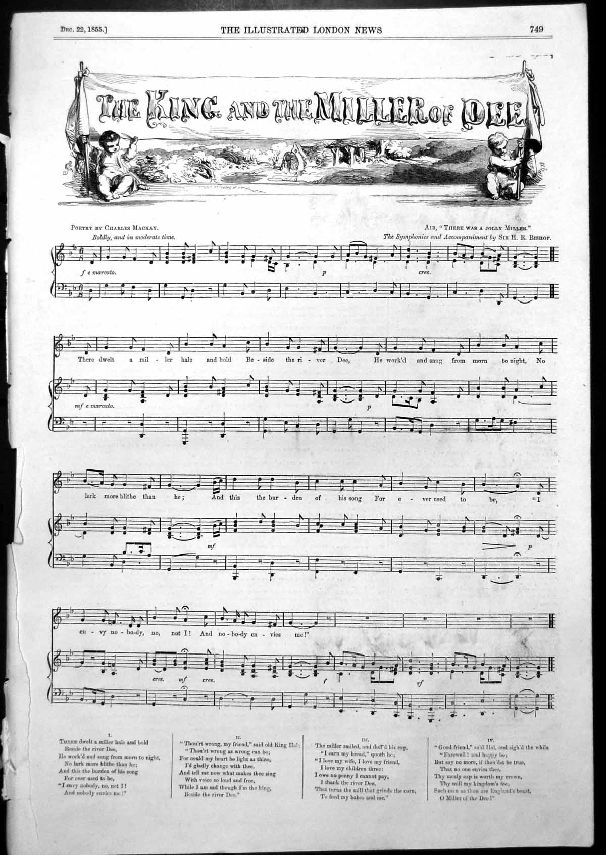 Old Antique Print Sheet Music King Miller Dee There Was Jolly Miller 1855 19th