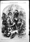 Original Old Antique Print King Sardinia Emperor French Hunting Compeigne 1855