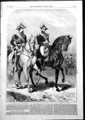 Original Old Antique Print King Sardinia Emperor French Grand Review Paris 1855
