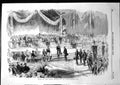 Antique Print Close Great Exposition Paris Ladies Ball Gowns Men Suits 1855