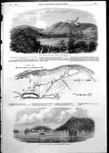 Antique Print Plan Batteries Town Petropovlovsk Sitra America Russian 1855 19th