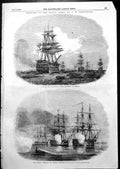 Antique Print Baltic Fleet Dulke Wellington Cronstadt Hastings Amphion 1855