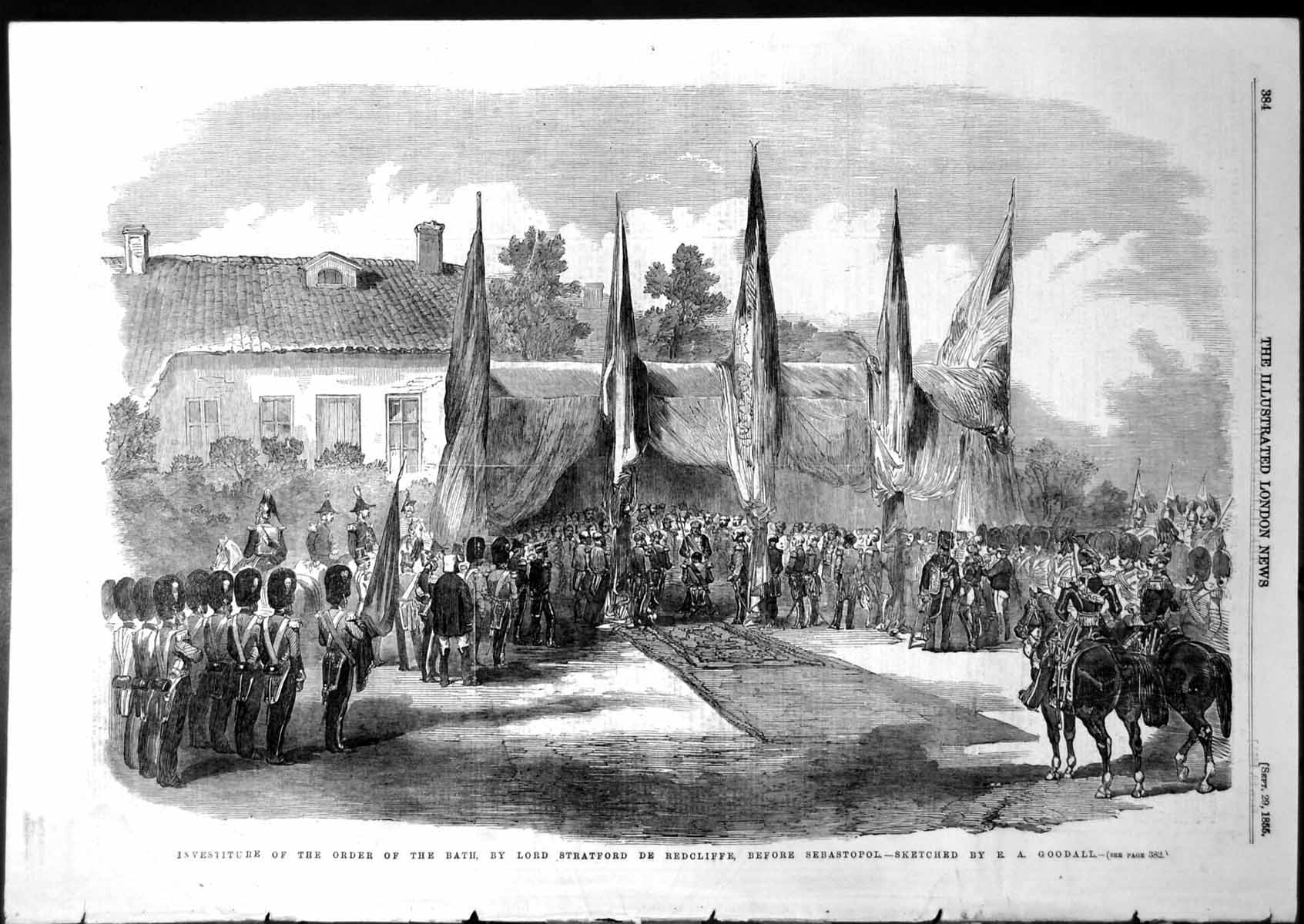 Old Antique Print Investiture Order Bath Lord Stratford De Redcliffe 1855 19th