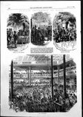 Antique Old Print Amusements Paris Cheap Wine Shop Ball Skittles Barrier 1855