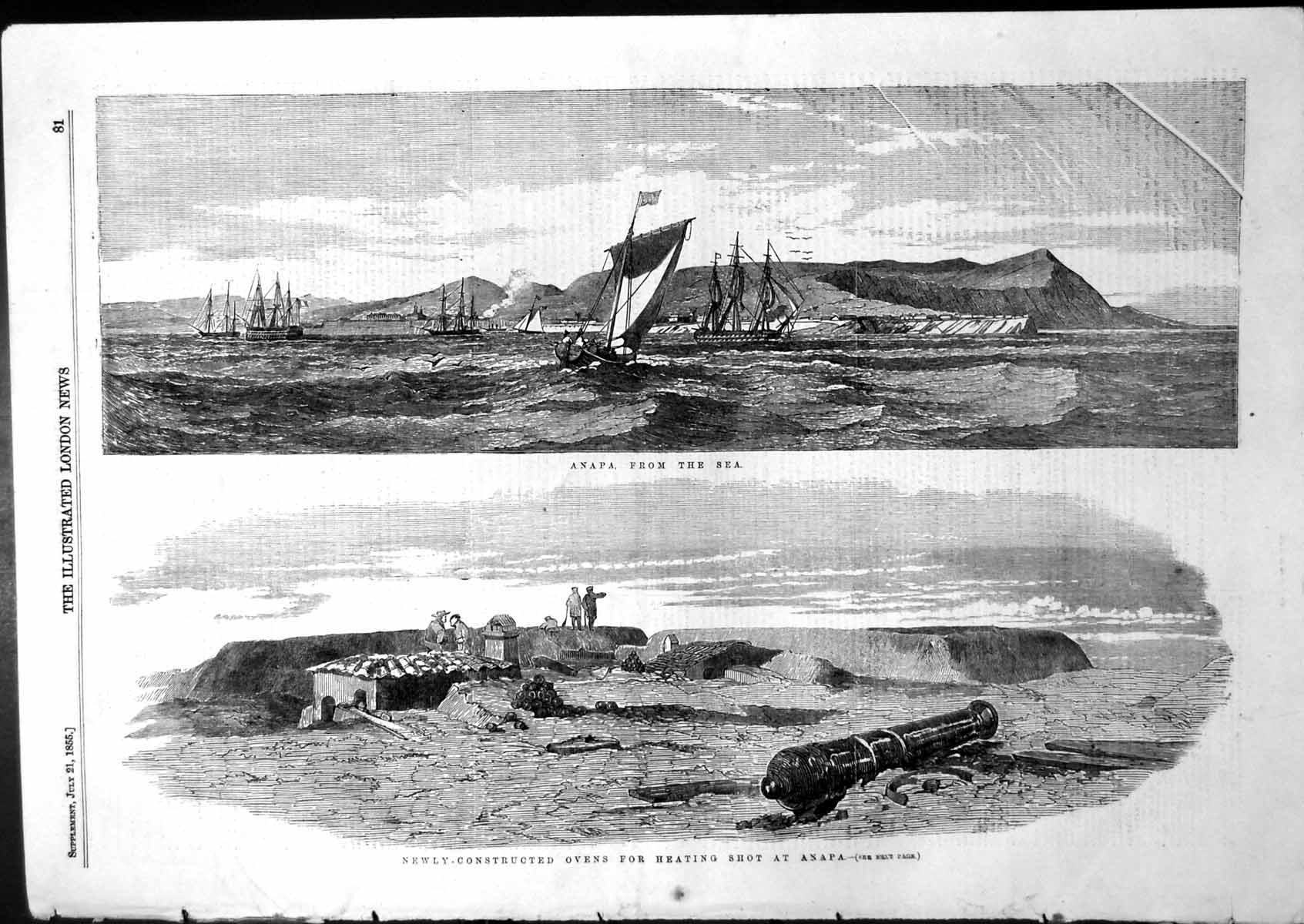Antique Old Print Anapa Sea Newly Constructed Ovens Heating Shot Anapa 1855