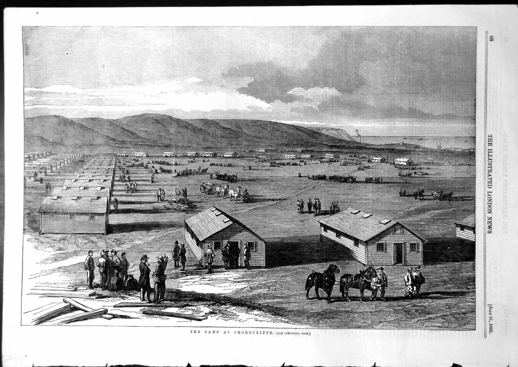 Antique Print Camp Foreign Legion Shorncliffe Crimea Reinforcement Army1855