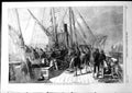 Original Old Antique Print Practising On Board Hm Gun Boat Starling 1855 19th