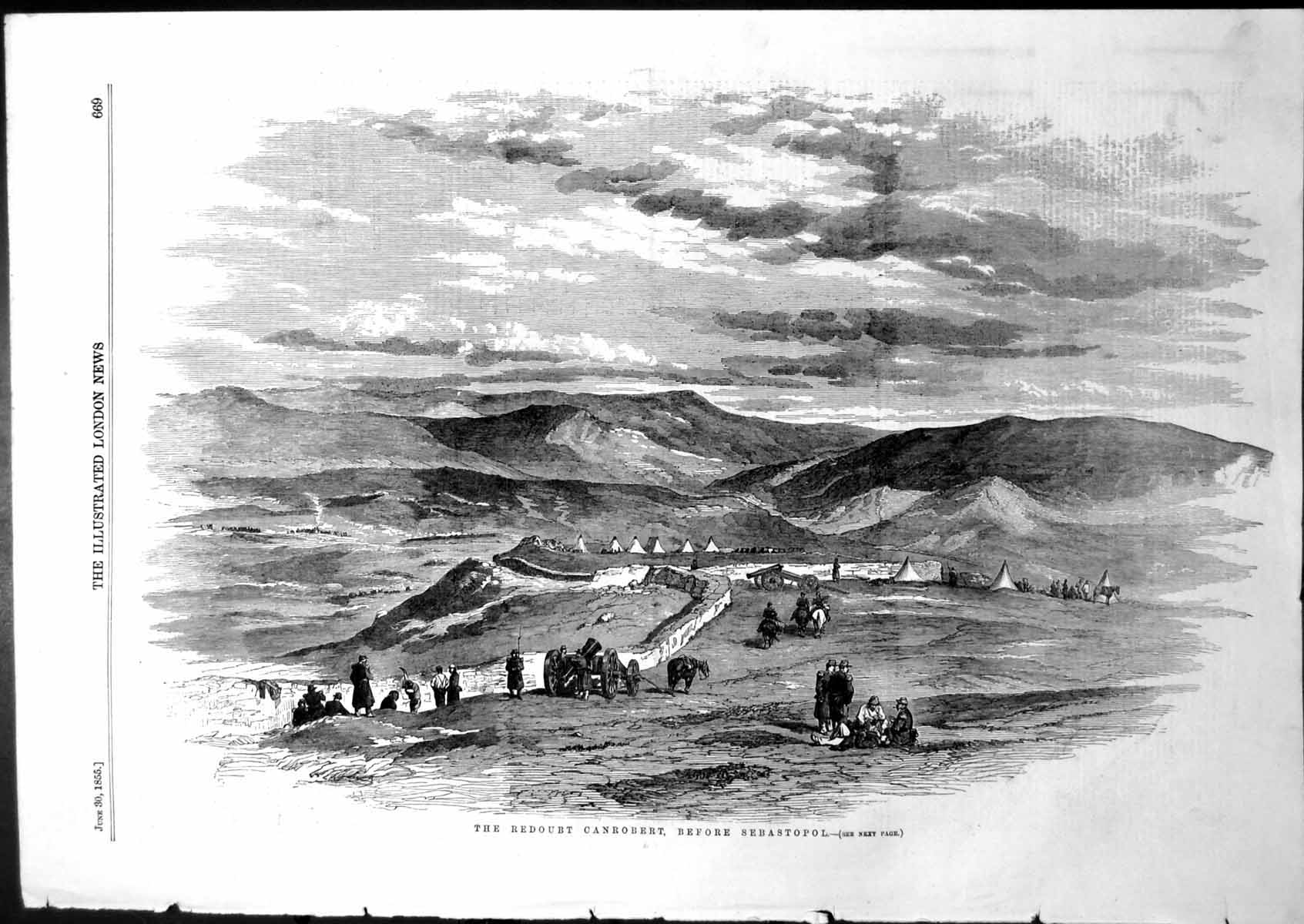 Old Antique Print Redoubt Canrobert Before Sebastopol Valley Death 1855 19th