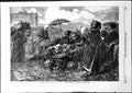 Original Old Antique Print Paris Dames De La Street Market Selling Produce 1855