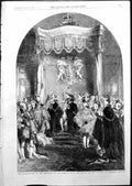 Antique Old Print Investiture Emperor French Order Garter Windsor Castle 1855