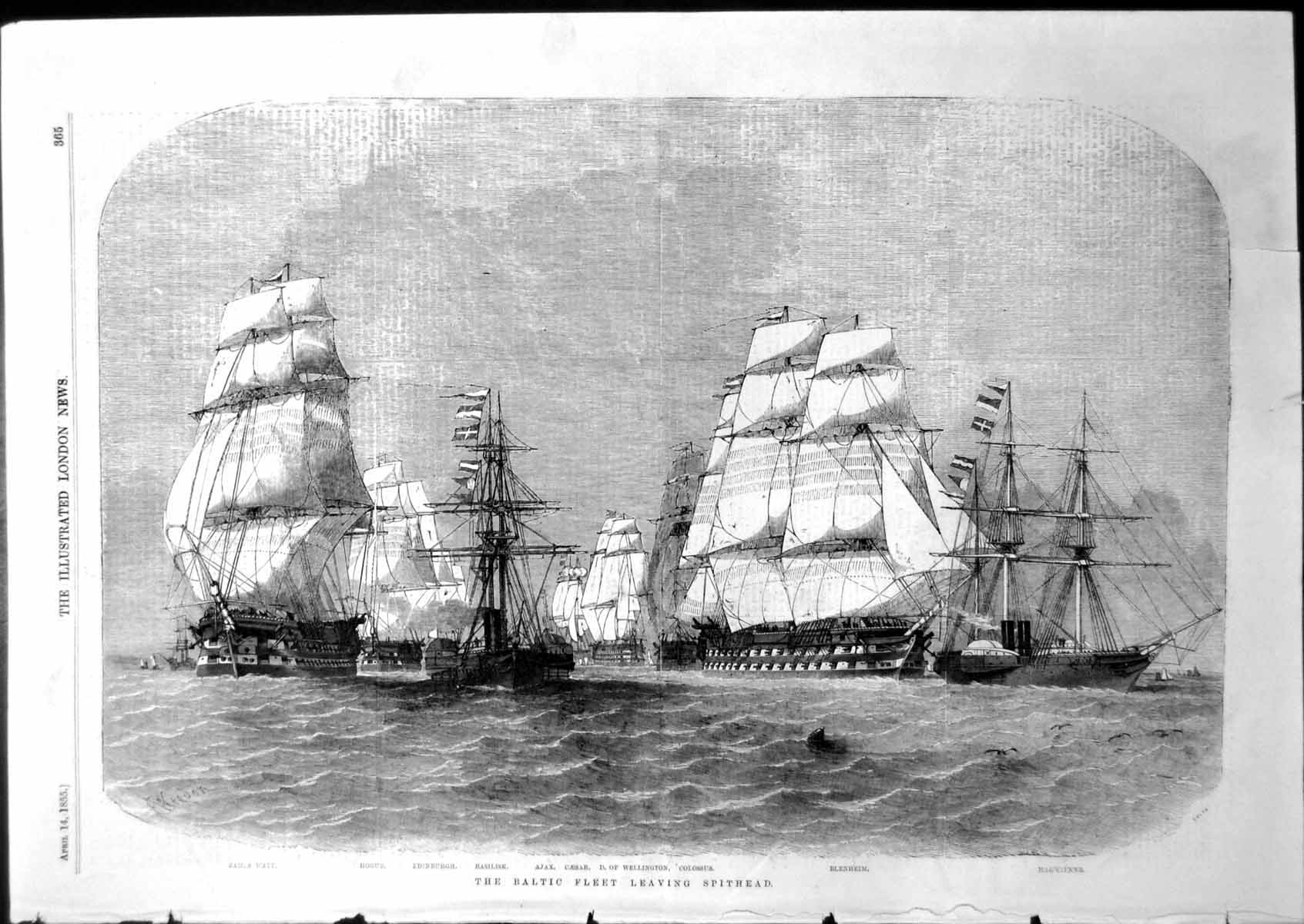 Old Baltic Fleet Leaving Spithead Basilisk Ajax Caesar Colossus 1855 Victorian