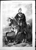 Antique Old Print Victor Emmanuel 11 King Sardinia Horseback W Thomas 1855