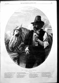 Antique Print Roman Wine Carrier George Thomas Man Horse Smoking Pipe 1855 19th