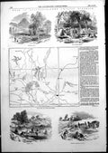 Original Old Antique Print GAustralia Port Phillip Map GFields Washing G1852