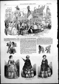 Antique Print Procession Forts De La Halle Paris Bust Prince President 1852