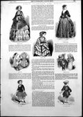 Old Paris Fashions April Walking Dress Evening Dress Bonnet Cap 1852 Victorian