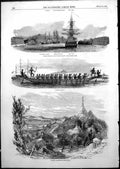 Old Antique Print Burmese War Moulmein Martaban War Boat Stockades 1852 19th
