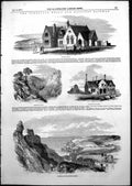 Old Antique Print Tunbrudge Wells Hastings Railway Battle Etchingham 1852 19th