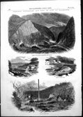 Old Antique Print Inundation Holmfirth Bursting Reservoir Embankment 1852 19th