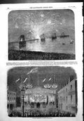 Antique Old Print Peace Commemoration Brighton Fireworks Pier Salford 1856 19th