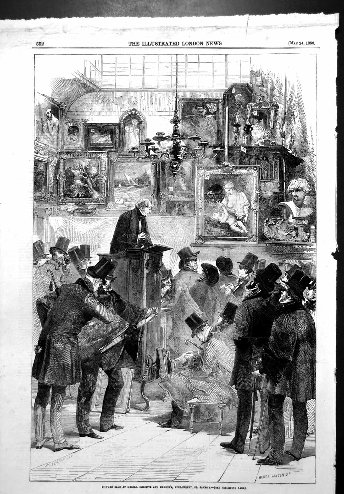 Old Print Picture Sale Messrs Christie Mansons King Street St Jamess 1856 19th