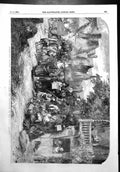 Original Old Antique Print Market Day Gb O'Neil Royal Academy Fruit Seller 1856