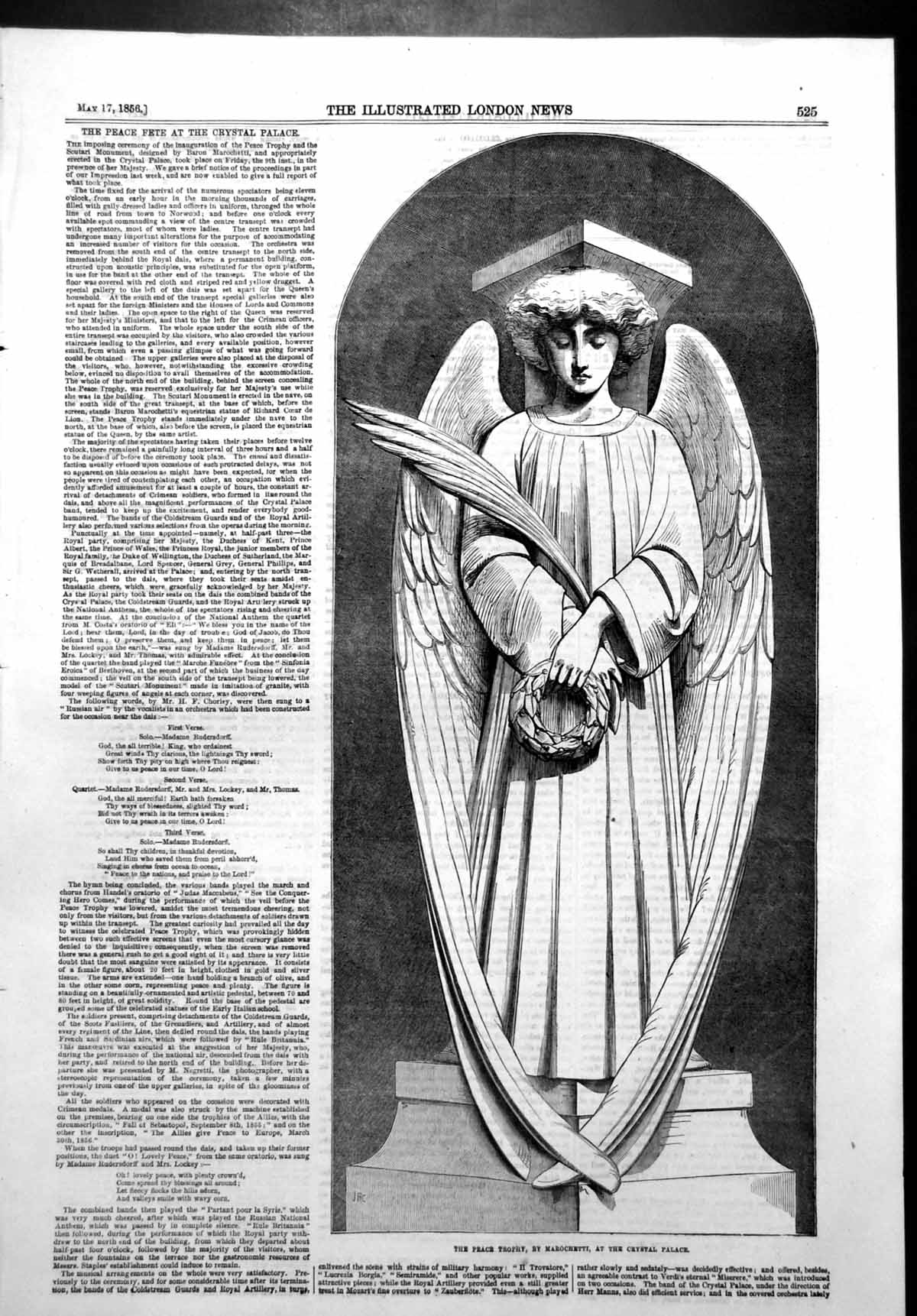 Antique Print Peace Trophy Marochetti Crystal Palace Scutari Monument 1856 19th