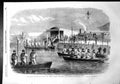 Old Print Naval Review Queen Royal Family Embarking Portsmouth 1856 Ref.2 19th