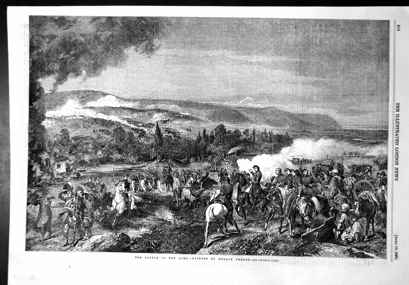 Antique Print Battle Alma Prince Napoleon Army Horseback Horace Vernet1856 19th