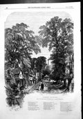 Original Old Antique Print Sunday Morning Going Church Lump GSamuel Read 1856