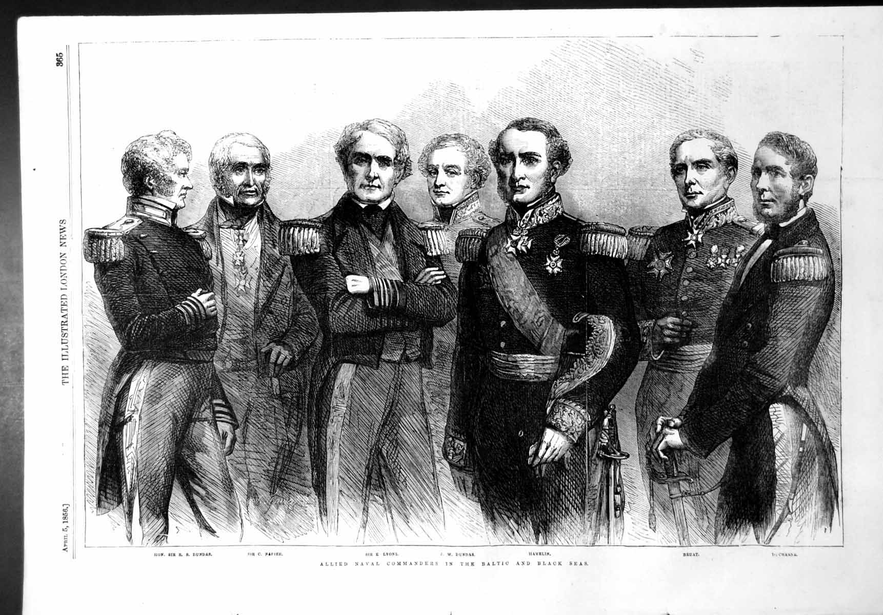 Antique Print Allied Naval Commanders Baltic Black Seas Dundas Napier 1856 19th