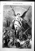 Old Antique Print Peace Supplement Angels Wings Corn Siers Embracing 1856 19th