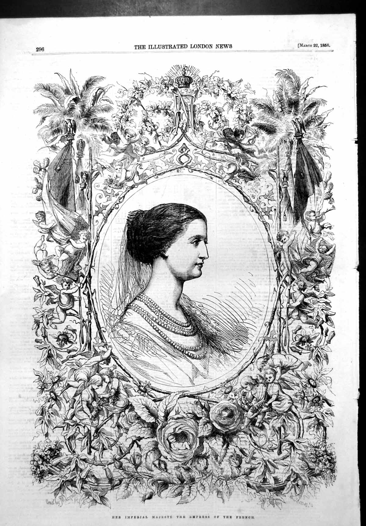Original Old Antique Print Portrait Her Imperial Majesty Empress French 1856