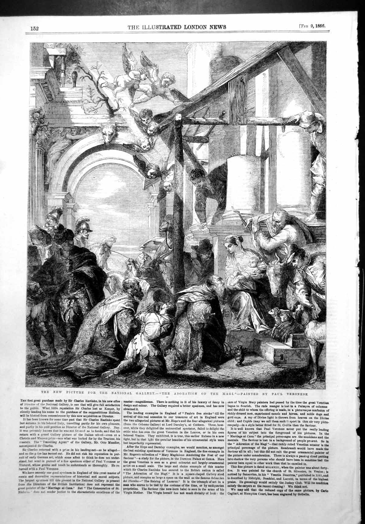 Old Print New Picture National Gallery Adoration Magi Paul Veronese 1856 19th
