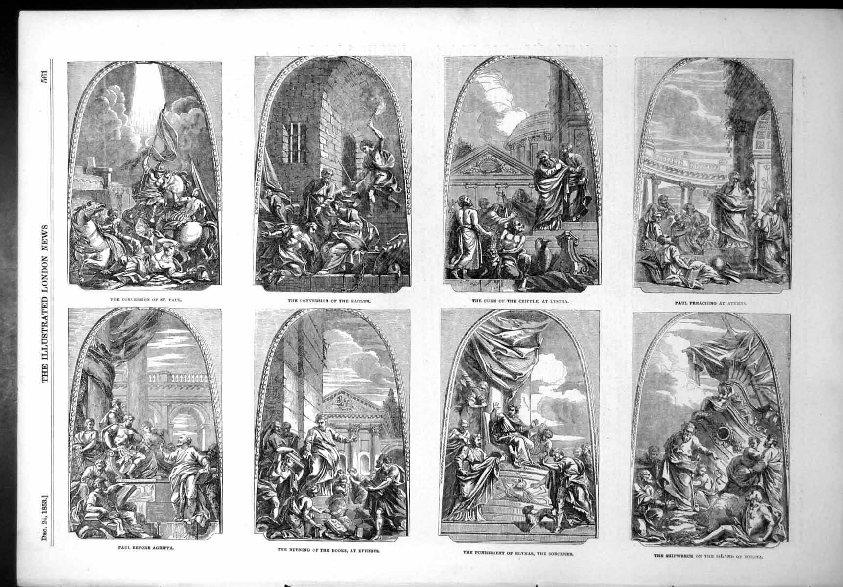 Old Print Conversion St Paul Conversion Gaoler Paul Preaching Athens1853 19th