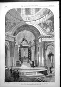 Antique Old Print Interior Church Invalides Paris Crypt Tomb Napoleon 1853 19th