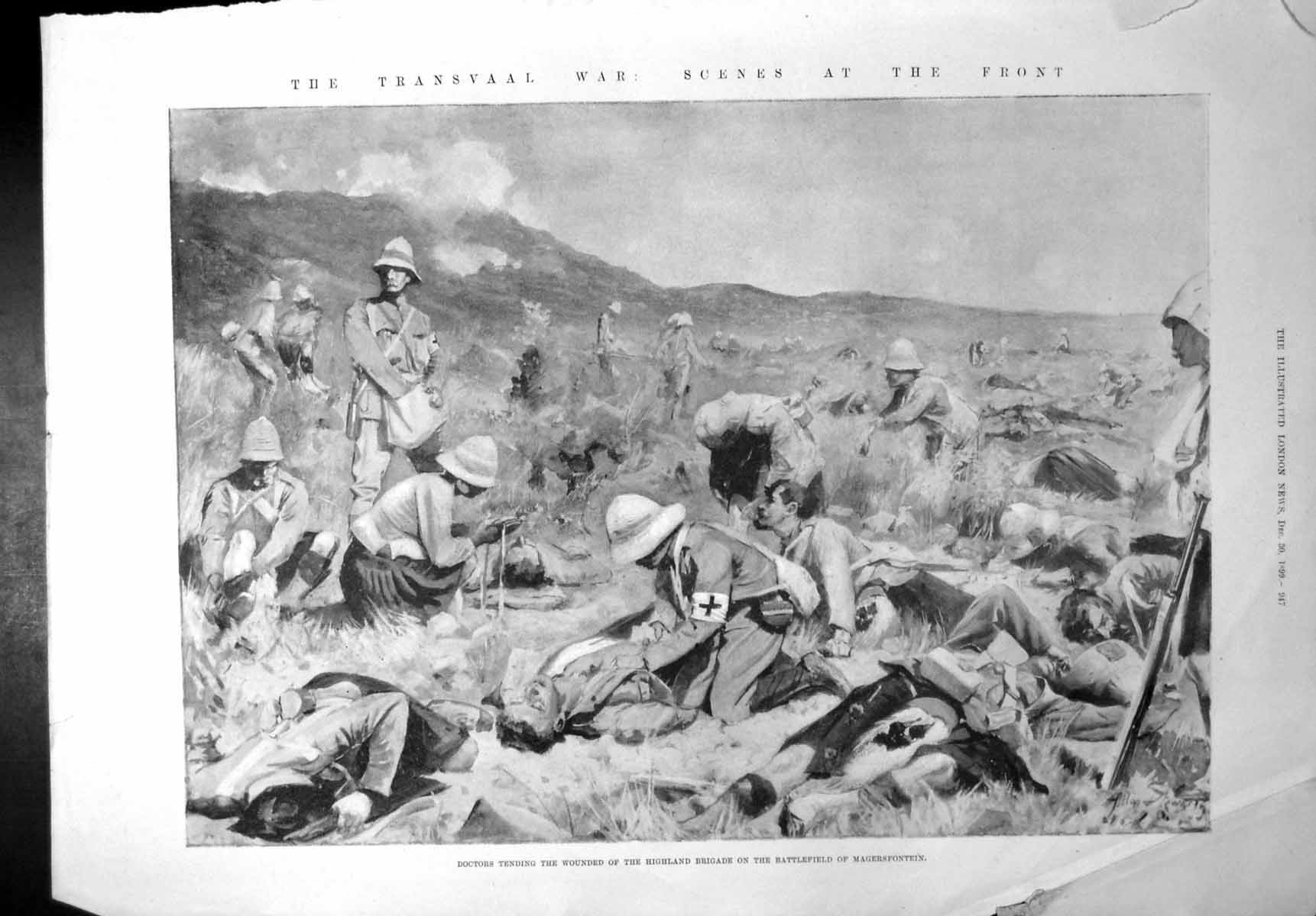 Old Antique Print Transvaal Wounded Highland Brigade Magersfontein 1899 19th