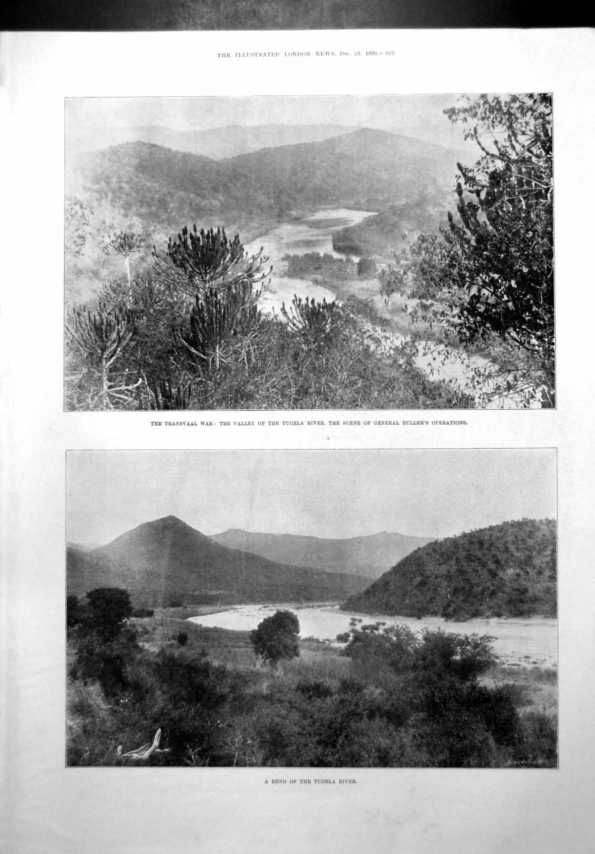 Antique Print Transvaal War Valley Tugela River Gen Buller Operations 1899 19th