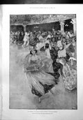 Original Old Antique Print Ice Carnival Niagara Aid Siers Wives Children 1899